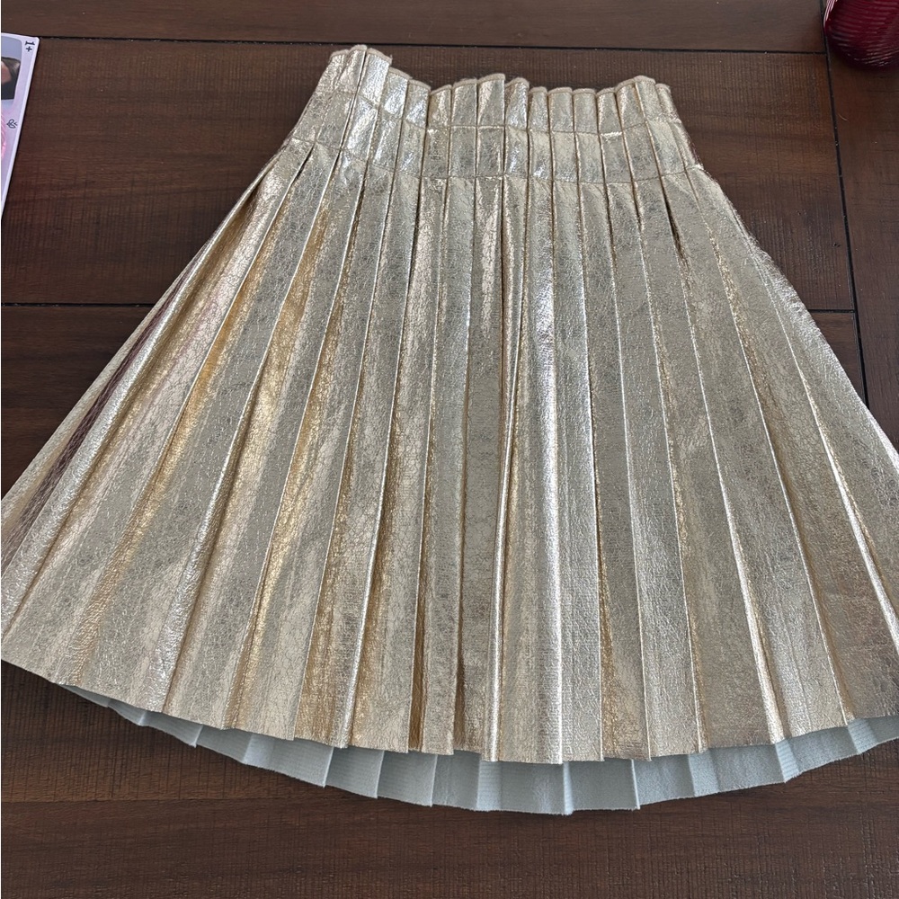 Lola + The Boys Gold Pleated Skirt